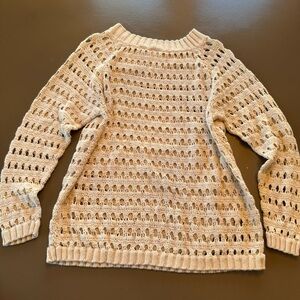 Vintage Cream Colored Open Knit Long Sleeve Sweater